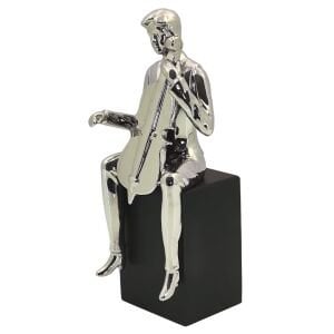 Tiran Kemancı Biblo Gümüş 11x32cm