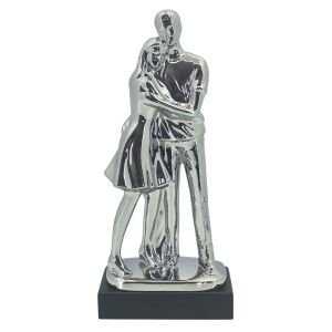 Tiran Sarılan Çift Biblo Gümüş 18x39cm