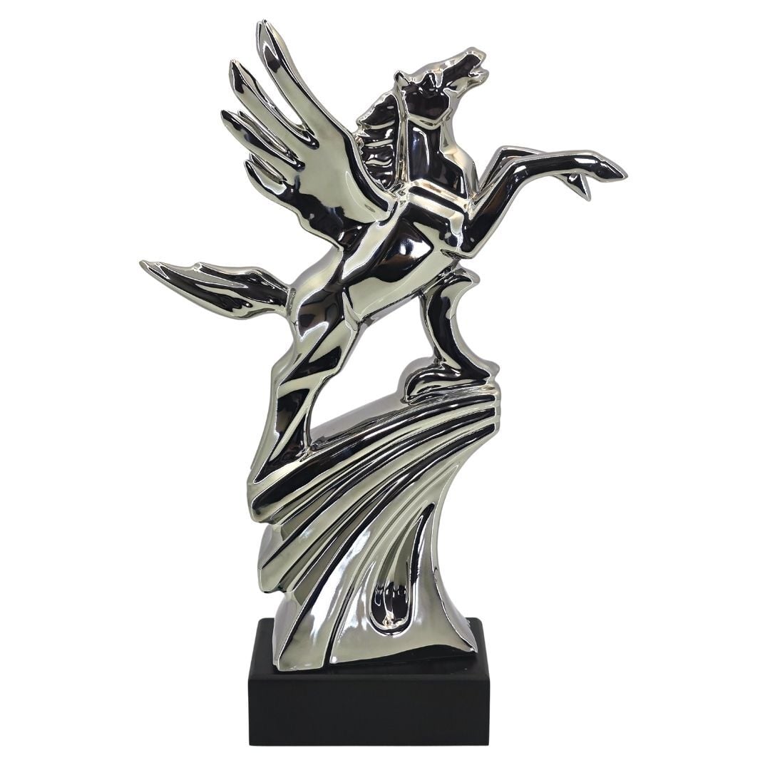 Tiran Kanatlı At Gümüş 23x35cm