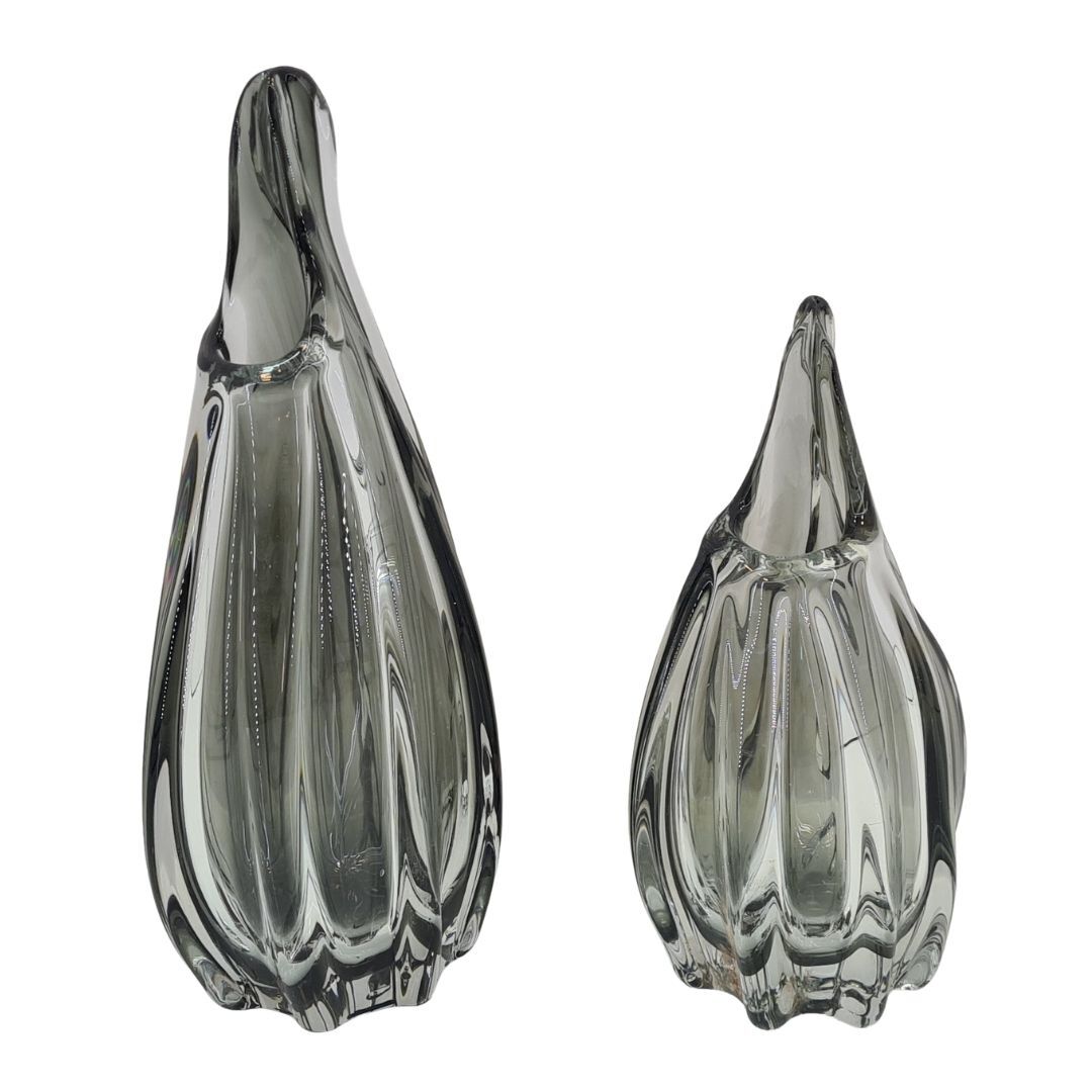 2li Set Murano Cam Vazo Füme 14x40cm