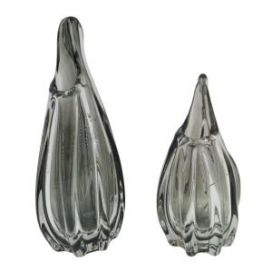 2li Set Murano Cam Vazo Füme 14x40cm