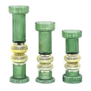 3lü Set Yeşil Dekor Vazo 9x33cm