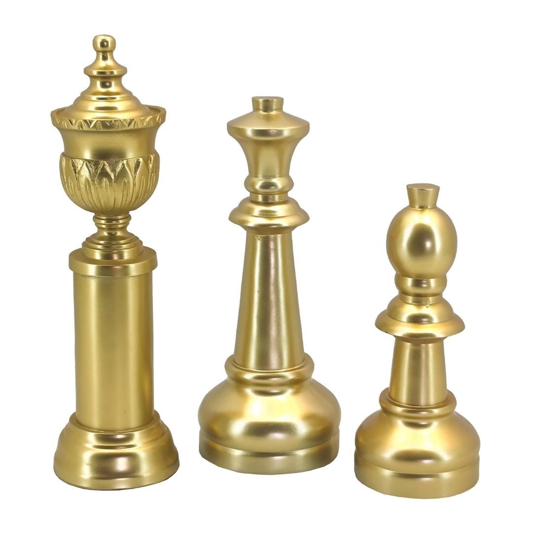 3lü Set Satranç Obje Altın 10x34cm