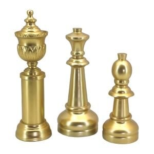 3lü Set Satranç Obje Altın 10x34cm