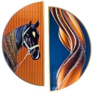 2li Set Yuvarlak Epoksi At Tablo 81cm Ø