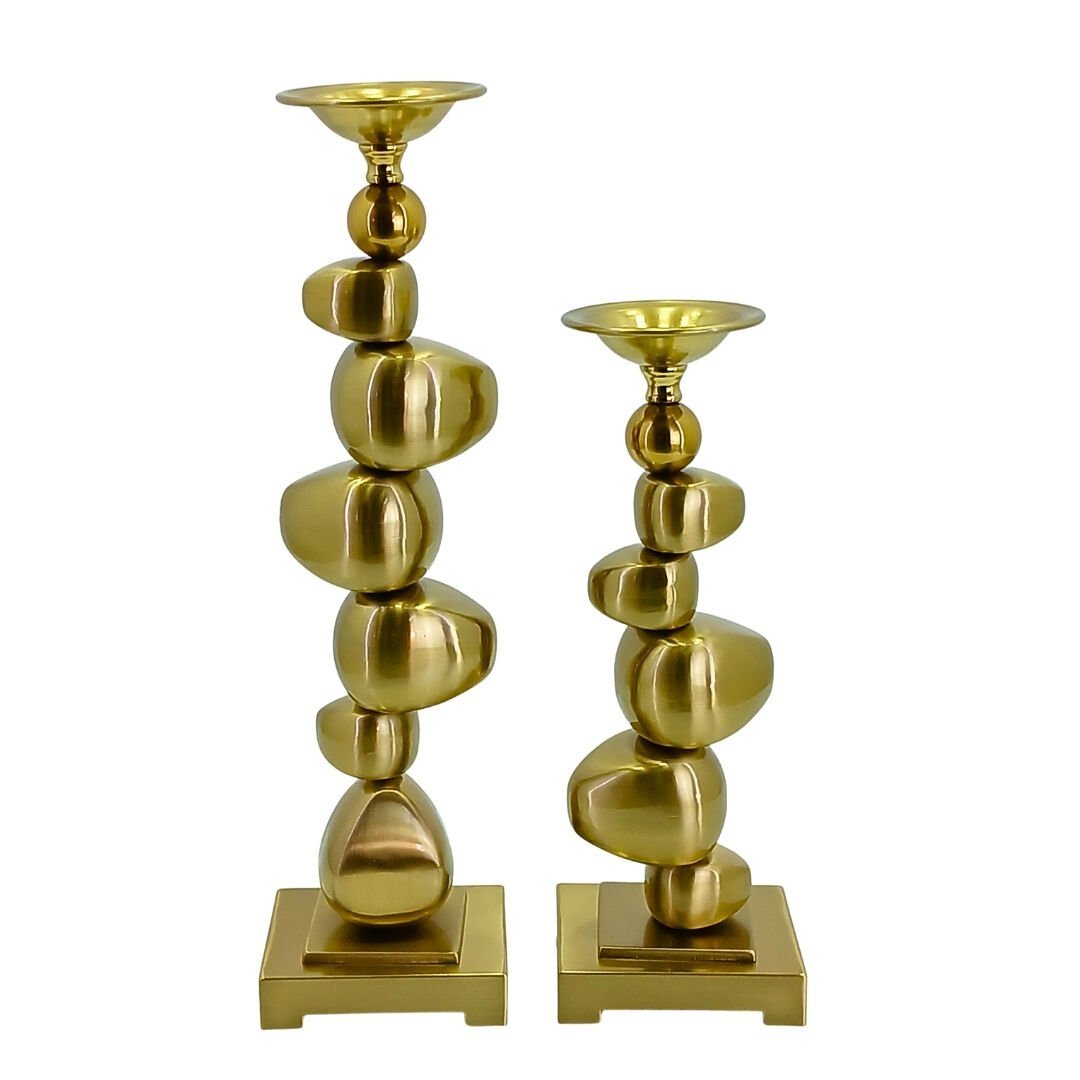 2li Set Metal Şamdan 13x48cm