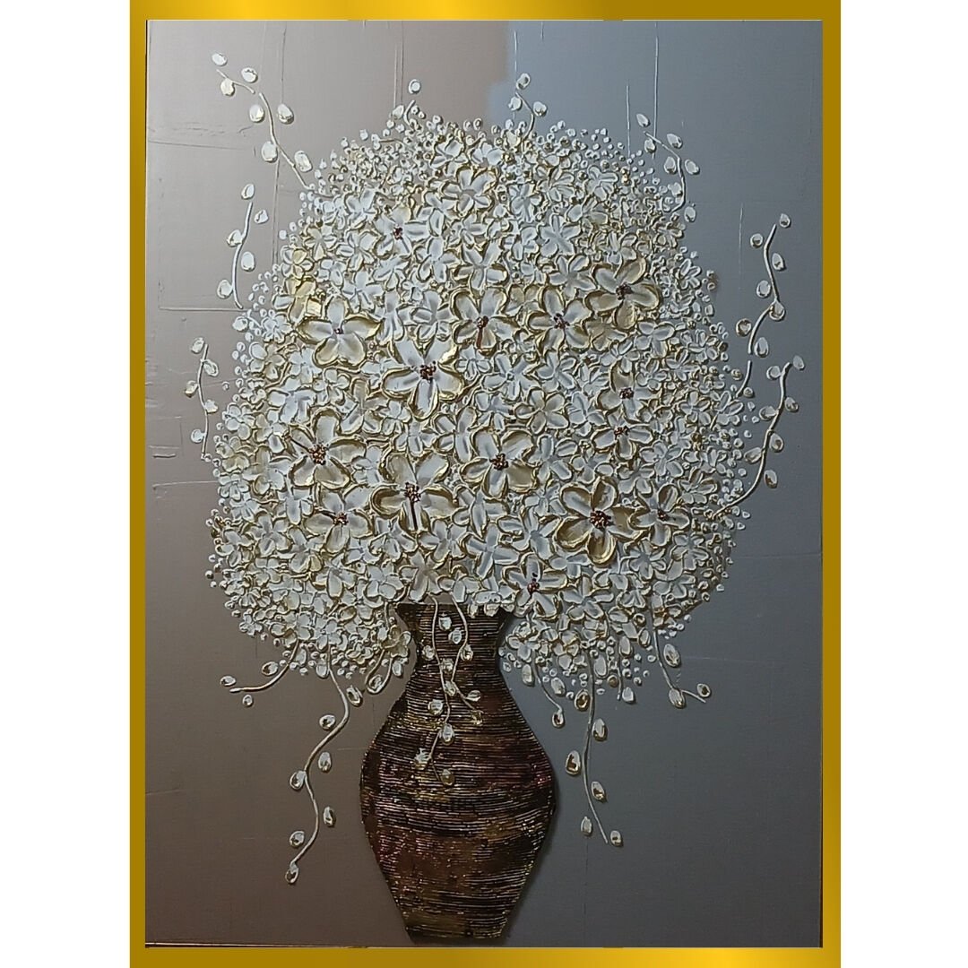 Vazoda Çiçekler Yağlıboya Tablo 90x120cm