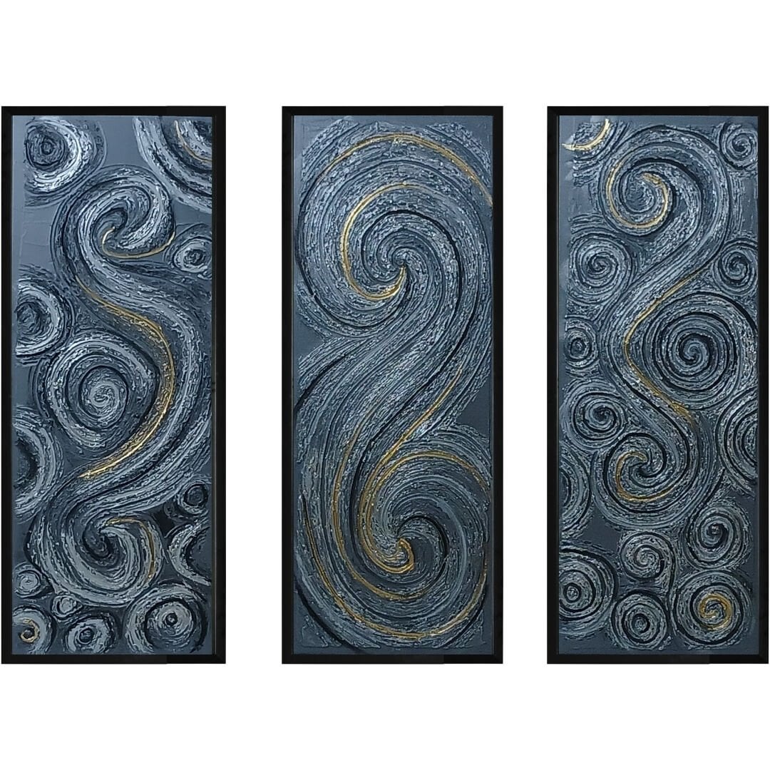 3lü Set Soyut Yağlıboya Tablo 105x132cm