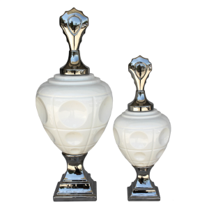 2li Set Beyaz Gümüş Küp 26x64cm