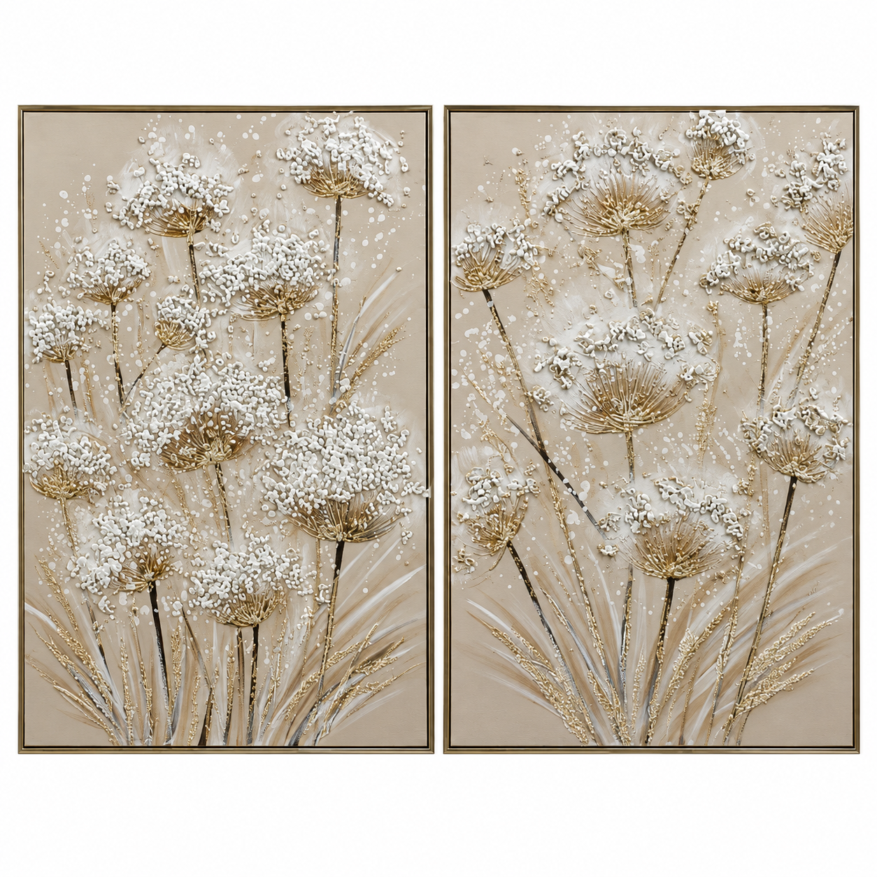 2li Set Çiçekler Rölyefli Tablo 90x120cm