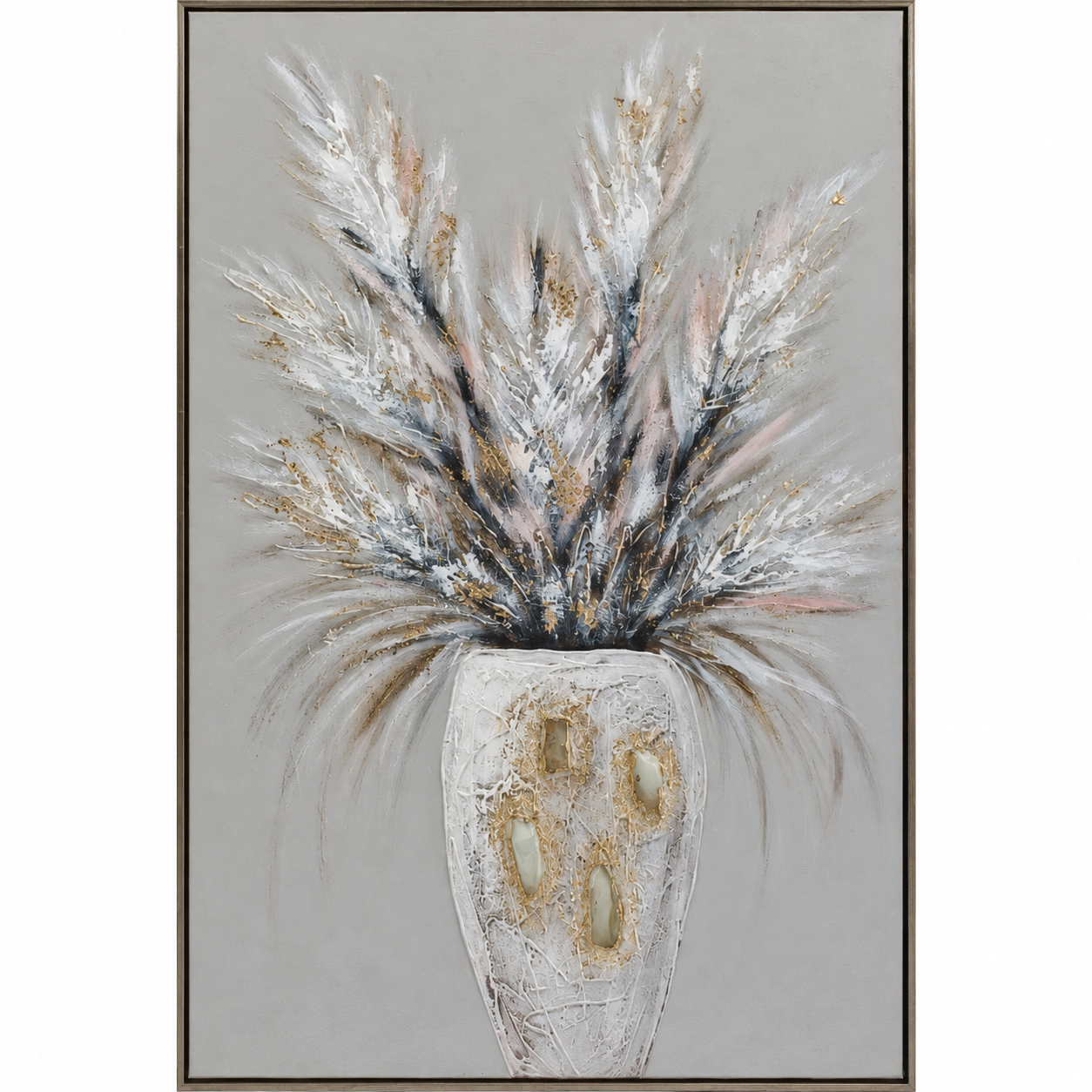 Saksıda Çiçekler Rölyef Tablo 60x90cm