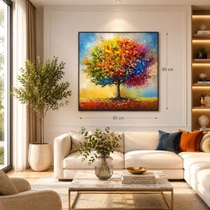 UV Renkli Ağaç Tablo 85x85cm