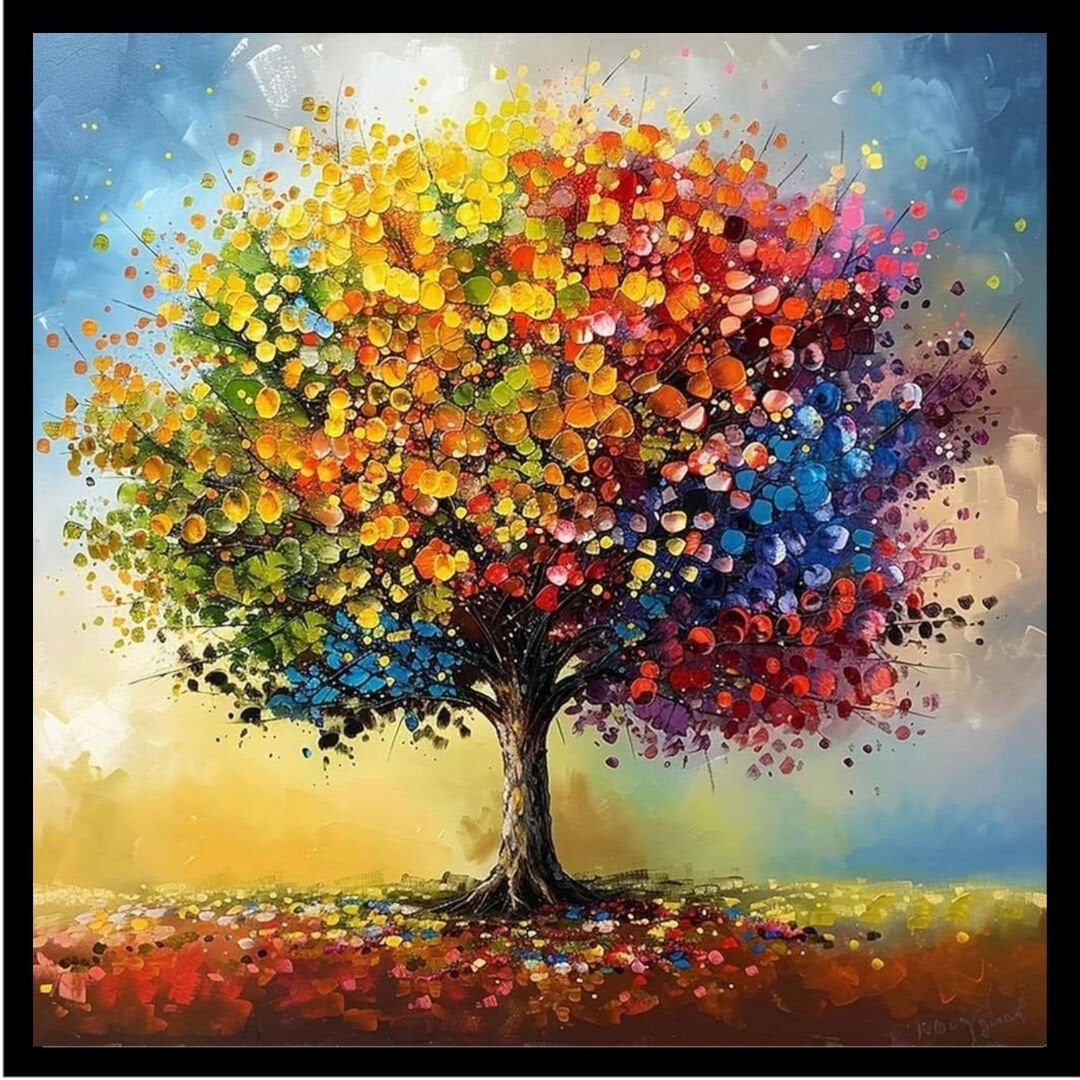 UV Renkli Ağaç Tablo 85x85cm