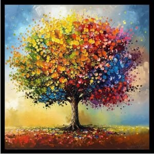 UV Renkli Ağaç Tablo 85x85cm
