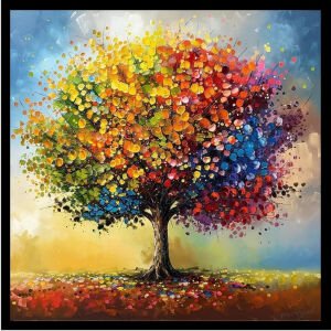UV Renkli Ağaç Tablo 85x85cm