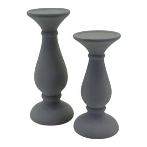 2li Seramik Şamdan Gri 11x27cm