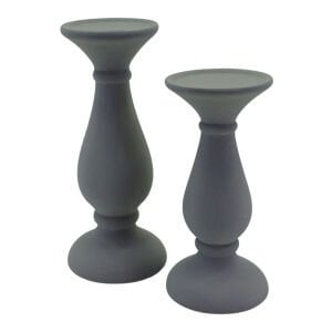 2li Seramik Şamdan Gri 11x27cm