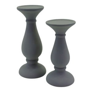 2li Seramik Şamdan Gri 11x27cm