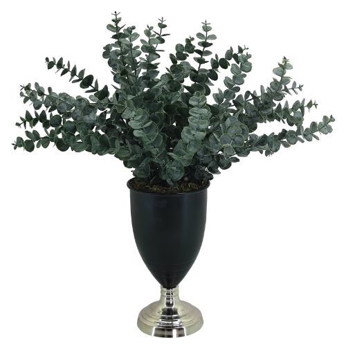 Metal Saksılı Çiçek Gümüş 57x55cm