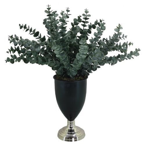 Metal Saksılı Çiçek Gümüş 57x55cm