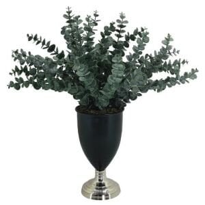 Metal Saksılı Çiçek Gümüş 57x55cm