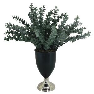 Metal Saksılı Çiçek Gümüş 57x55cm