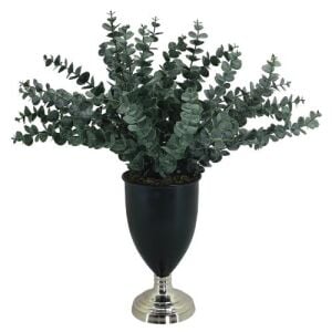 Metal Saksılı Çiçek Gümüş 57x55cm
