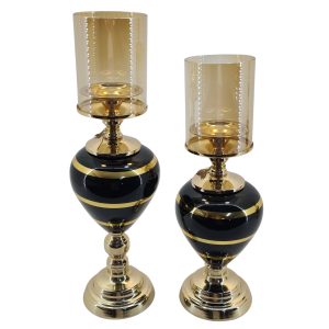 2li Set Arvento Siyah Şamdan 15x48cm