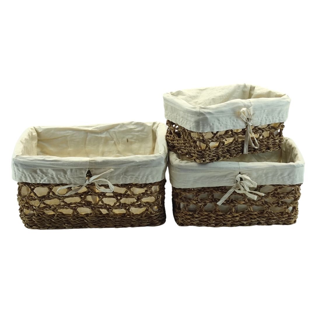 3 lü Set Hasır Sepet 18x35cm