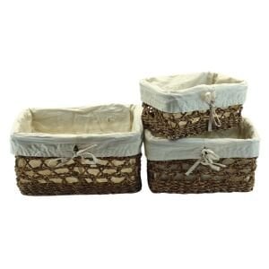 3 lü Set Hasır Sepet 18x35cm