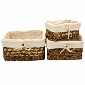 3 lü Set Hasır Sepet 18x35cm