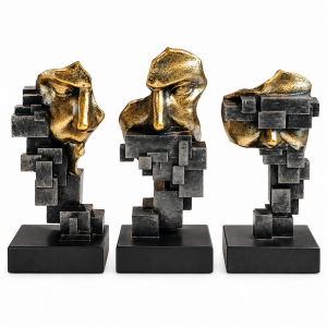 3lü Set Abstract Face Obje 12x25cm