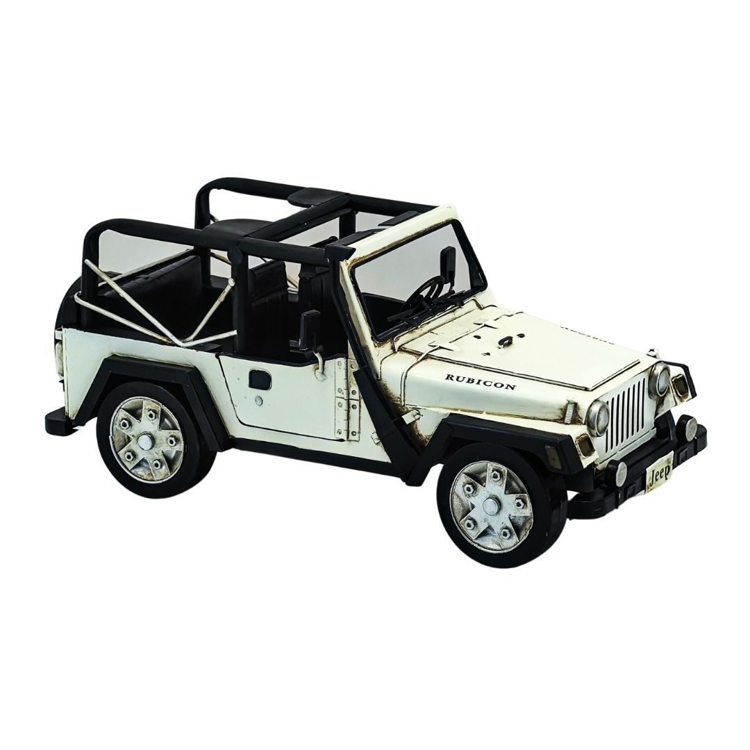 Retro Metal Jeep Beyaz 18x39cm