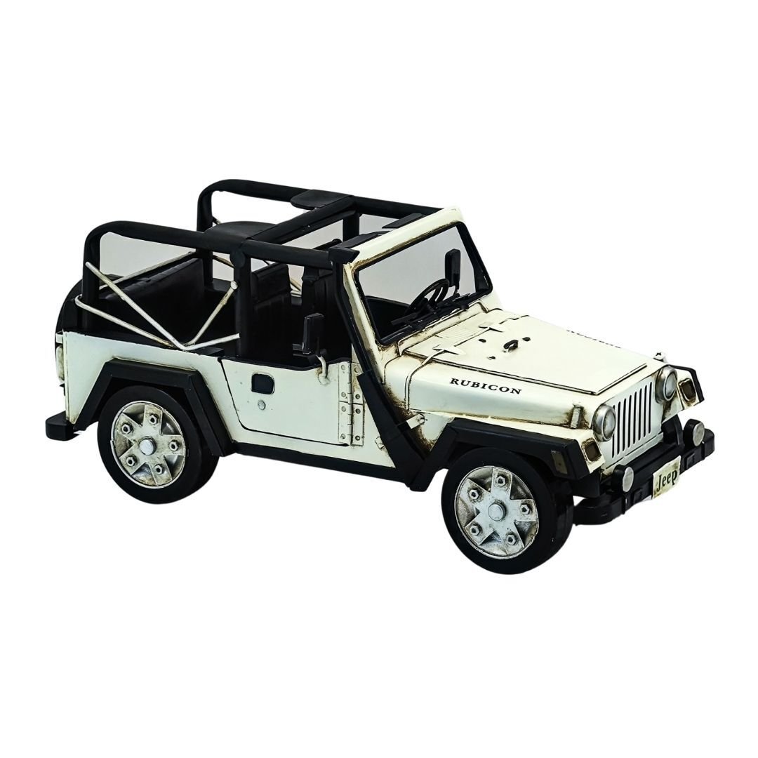 Retro Metal Jeep Beyaz 18x39cm