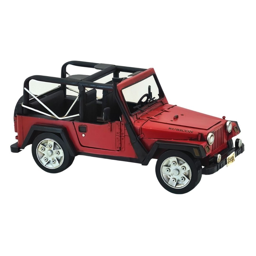Retro Metal Jeep Kırmızı 18x39cm