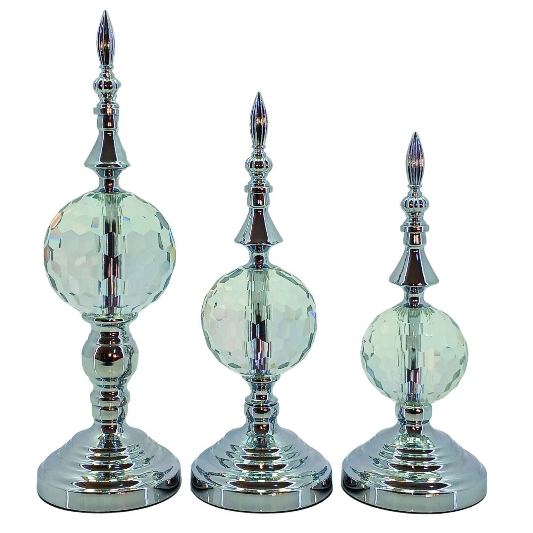 3lü Set Dekoratif Obje Gümüş 11x36cm