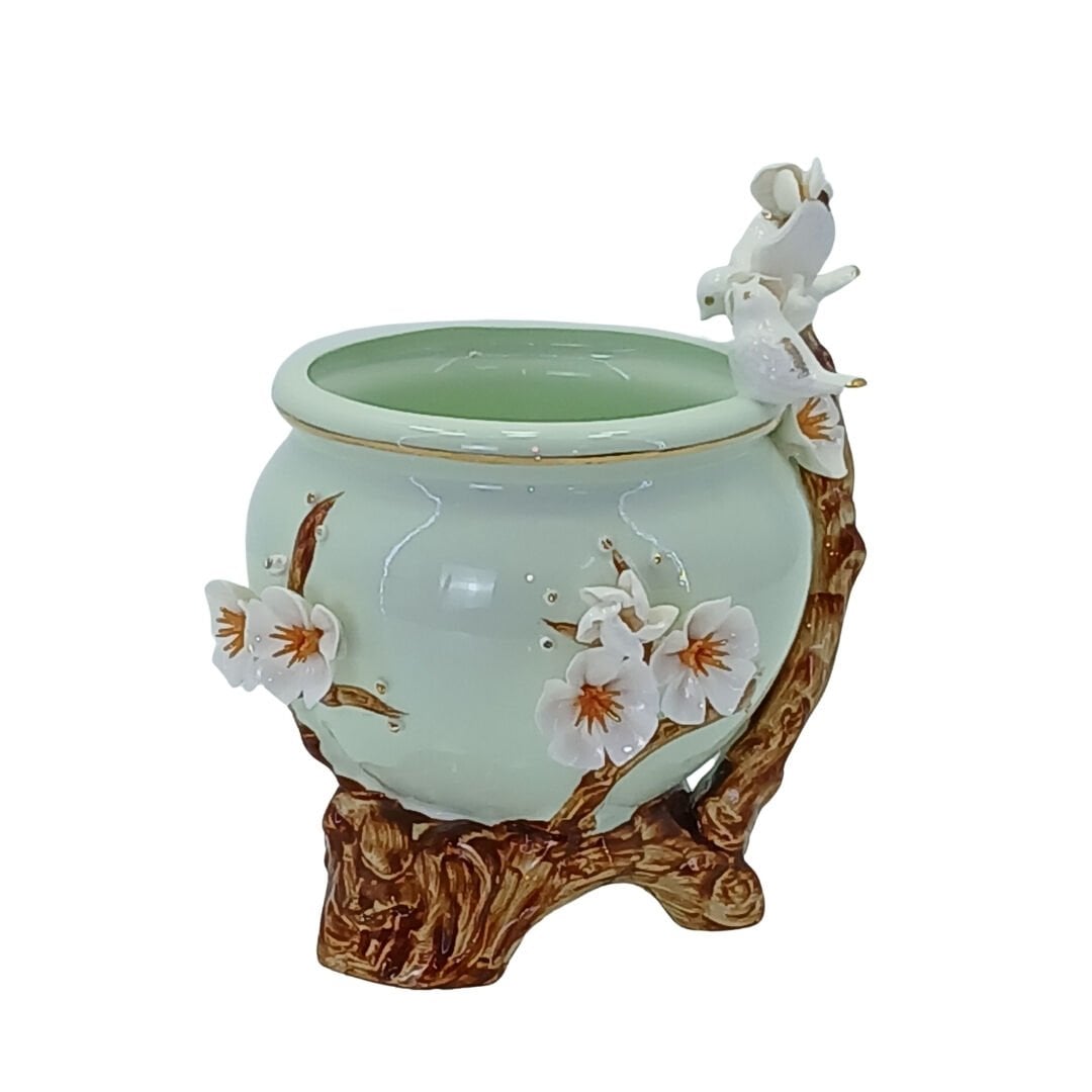 Çiçekli Seramik Vazo 21x23cm