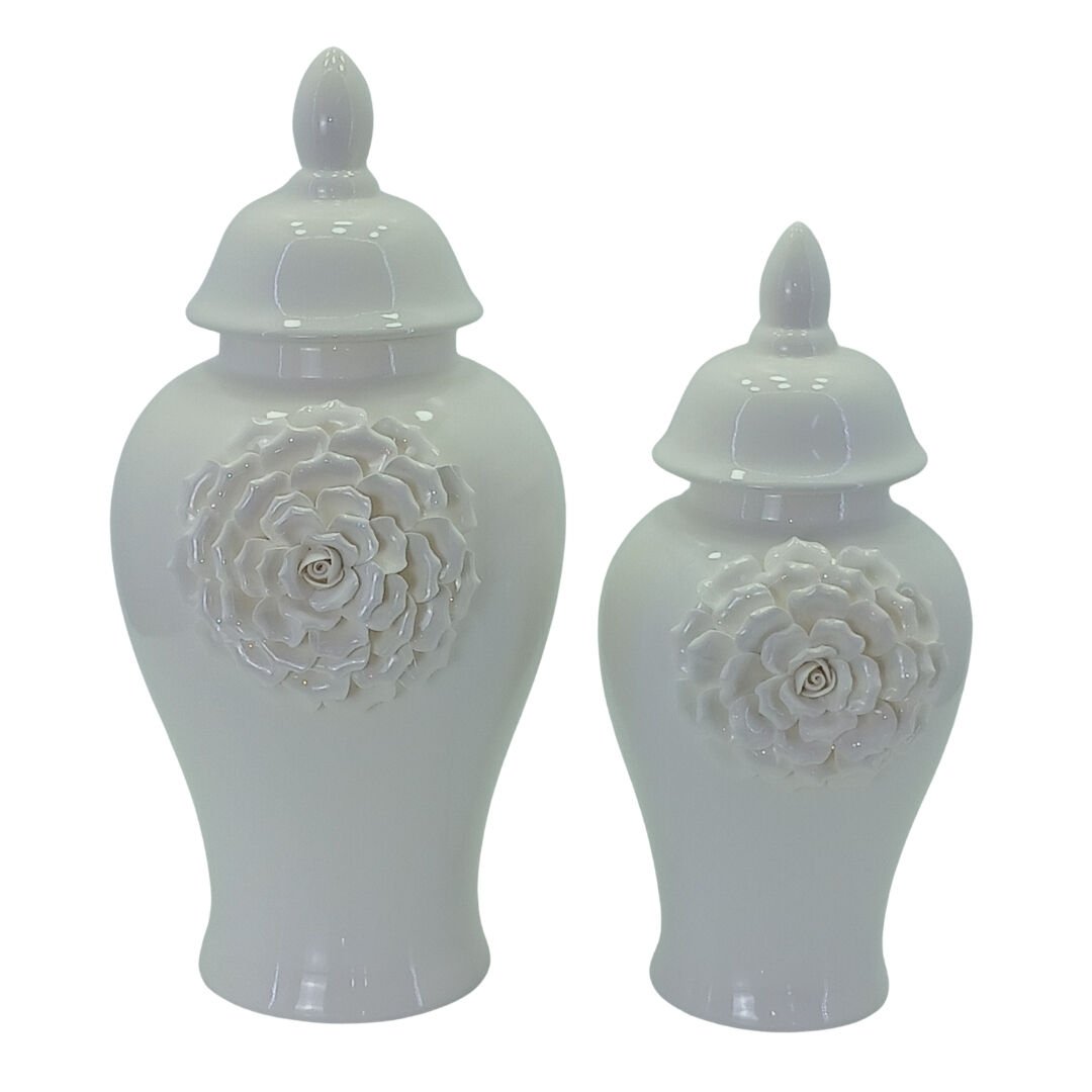 2li Set Beyaz Seramik Küp 25x48cm