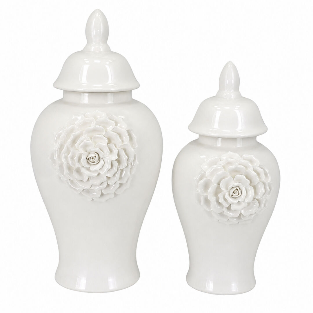2li Set Beyaz Seramik Küp 25x48cm