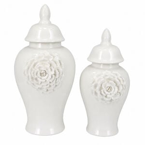 2li Set Beyaz Seramik Küp 25x48cm