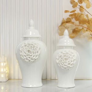 2li Set Beyaz Seramik Küp 25x48cm