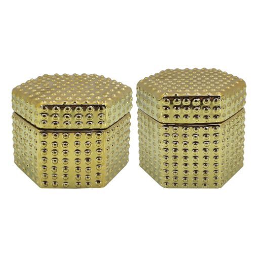 2li Set Seramik Kutu Altın 10x11cm