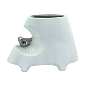 Soyut Seramik Vazo Beyaz 17x24cm