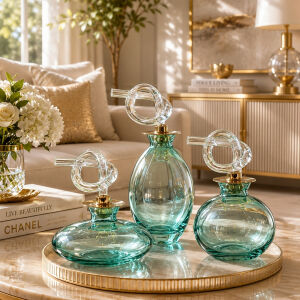3lü Set Cam Şişe Yeşil 7x17cm