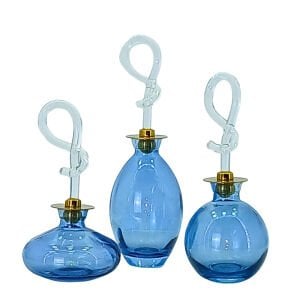 3lü Set Cam Şişe Mavi 7x17cm