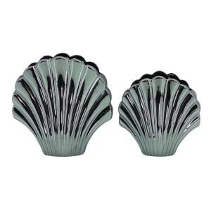 2li Set İstiridye Vazo Gümüş 24x24cm