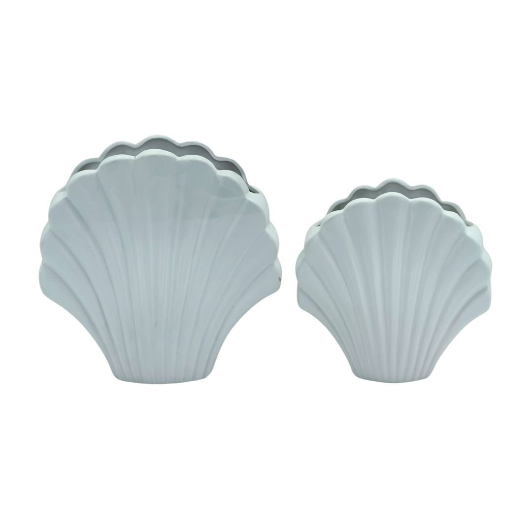 2li Set İstiridye Vazo Beyaz 24x24cm