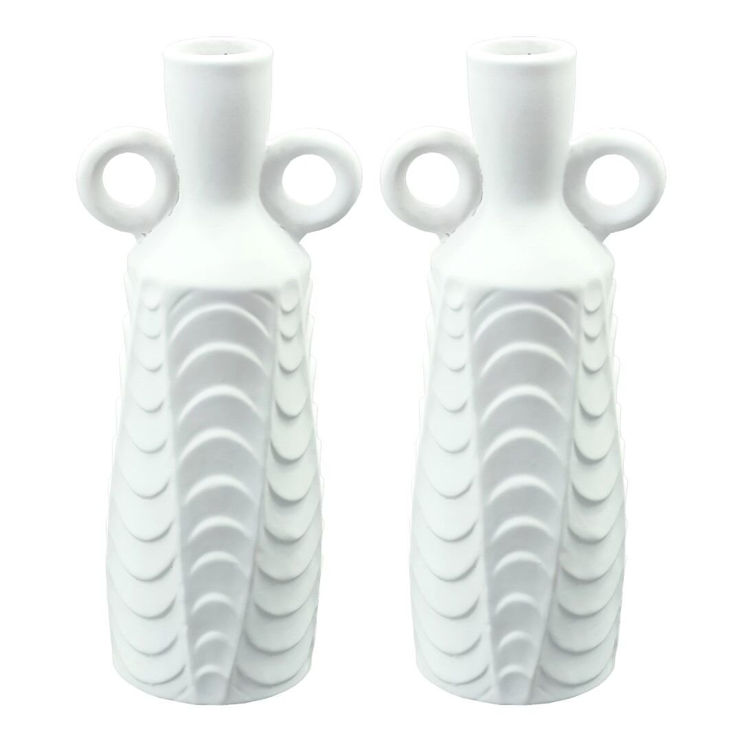 2li Set Küpeli Vazo Beyaz 11x27cm