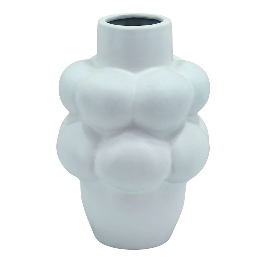 Tombul Seramik Vazo Beyaz 15x24cm