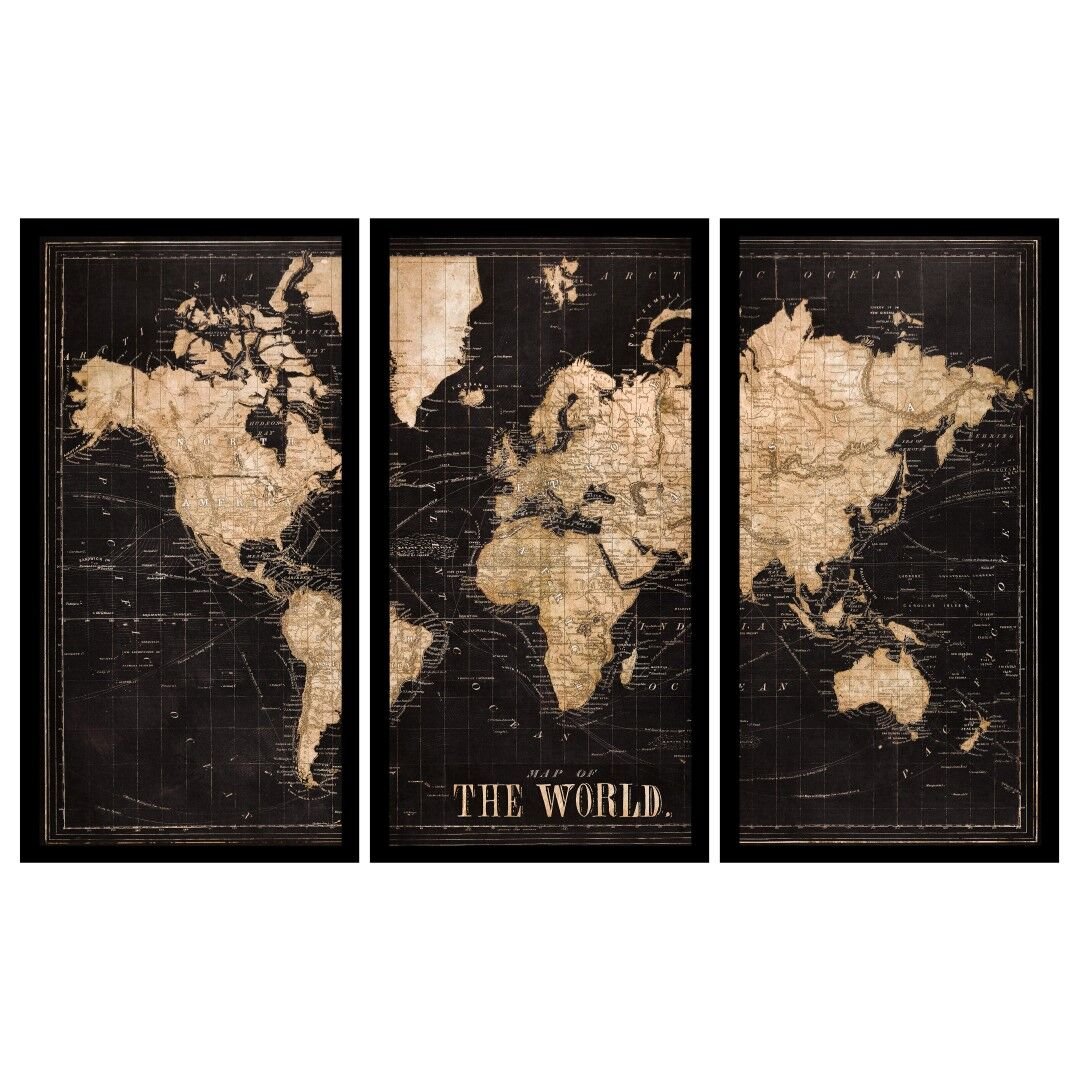 UV 3lü Set Dünya Haritası 95X150cm
